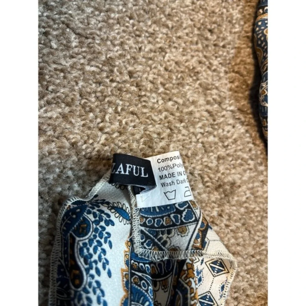 Bohemian Paisley‎ Print Long Scarf Shawl Wrap Women Blue White Gold Boho Chic